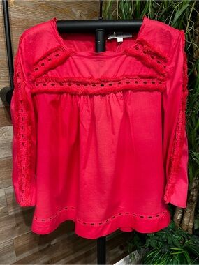 NWOT Loft red boho top. L